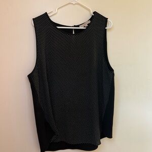 LOFT Black Sleeveless Dot-Print Shell Top